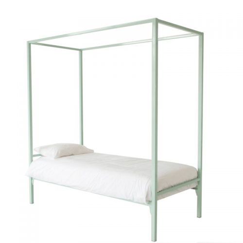 mist green four post girls single steel frame bed by Hypersonic Industries Australia