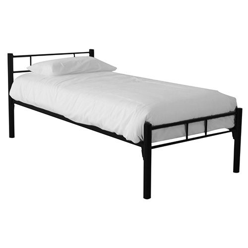 Black steel frame single bed perfect for kids rooms, spare room or hotel room by Hypersonic Industries Australia