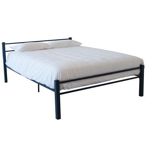 Elegant navy steel frame bed by Hypersonic Industries Australia